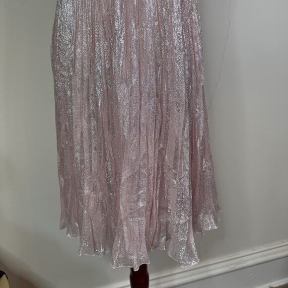 Giambattista Valli Midi Dress Size 42 Pleated Silk Babydoll Princess Romantic - Picture 9 of 13